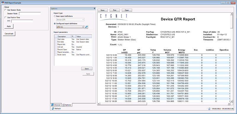 CygNet FMS Report Control
